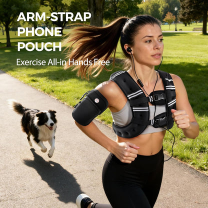 Weighted Vest with Ankle/Wrist Weights 6Lbs-30Lbs Body Weight Vest with Reflective Stripe, Size-Adjustable Workout Equipment for Strength Training, Walking, Jogging, Running for Men Women